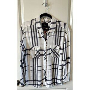 Rails White Robin Navy Plaid Hunter Button Up Shirt Size S Lightweight Flannel